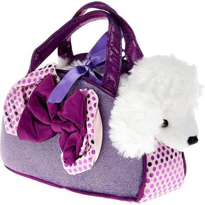 Peluche bolsa com caniche e laço 21 cm