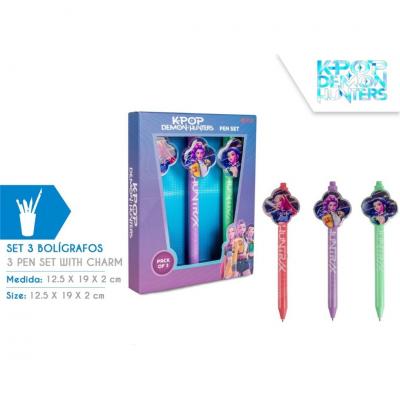 Conjunto de 3 caneta com Clip Acrilico K-Pop Demon Hunters
