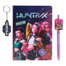 Caderno com caneta e porta-chaves Huntrix K-pop