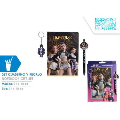 Caderno com caneta e porta-chaves Golden K-pop