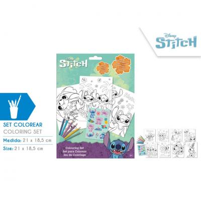 Conjunto para colorir com autocolantes Stitch