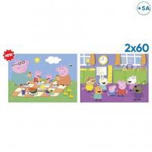 Conjunto de Puzzles Peppa Pig — Piquenique e Escola — 2 × 60 Peças