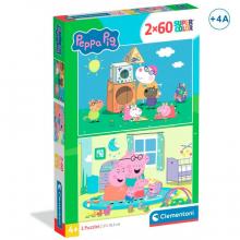 Conjunto de Puzzles Peppa Pig — Castelo e Família — 2 × 60 Peças