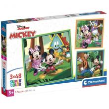 Conjunto de Puzzles Mickey e Amigos — 3 × 48 peças