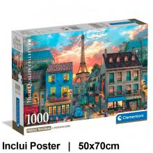 Puzzle Ruas de Paris com Póster — 1000 Peças