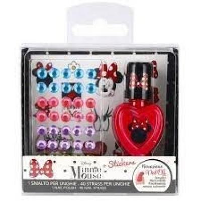 Conjunto de Verniz e Strass Minnie