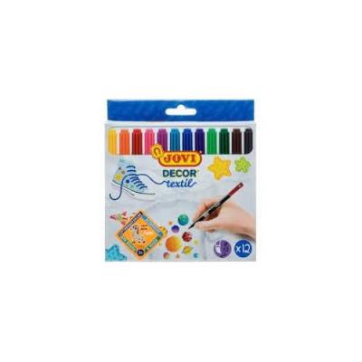 Jovidecor 12 marcadores Textil cores.sortidas