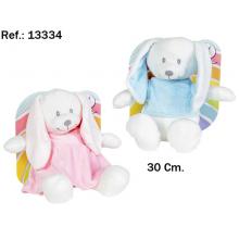 Peluche Coelho Patas Largas 30 cm azul e rosa
