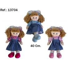 Peluche Boneca Falda Vaquera 40 cm. 3 Cores