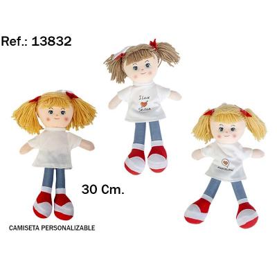 Boneca desportiva com camisola estampada 30 cm
