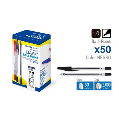 Caneta Escriboline Basic Ballpoin 1MM Preto