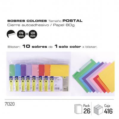 Conjunto de 10 envelopes cores 120 x 176 mm
