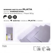 Conjunto de 4 envelopes Plateado 110 x 220 mm Americano