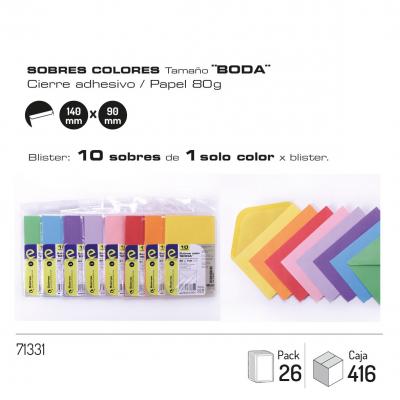Conjunto de 10 envelopes cores 90 x 140 mm