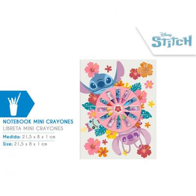 Caderno com 12 Mini lápis de cera Stitch