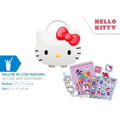 Mala 3D com papelaria Hello Kitty