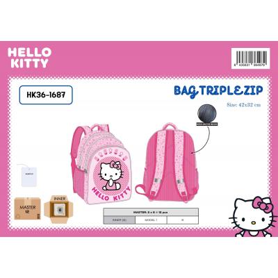 Mochila escolar triplo Hello Kitty
