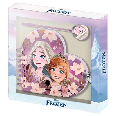 Frozen caderno com formato de coração chave com caneta