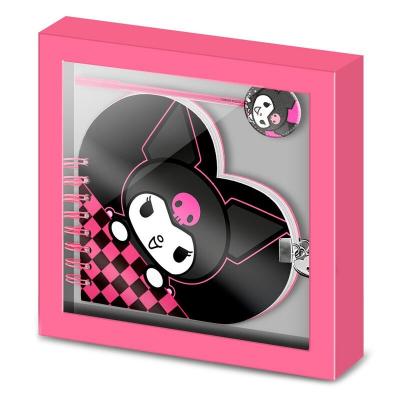 Kuromi caderno com formato de coração chave com caneta