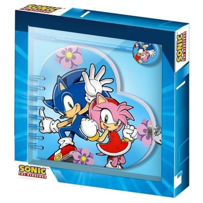 Sonic caderno com formato de coração chave com caneta