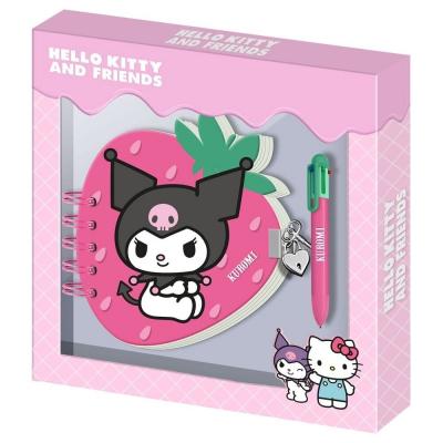 Diário Kuromi com caneta Strawberry