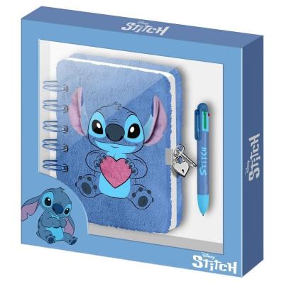 Stitch caderno em peluche com caneta