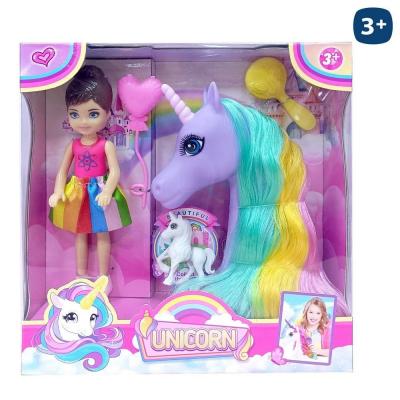 Mini Boneca e Cabeca de Unicor 2 Modelos 12 Cm
