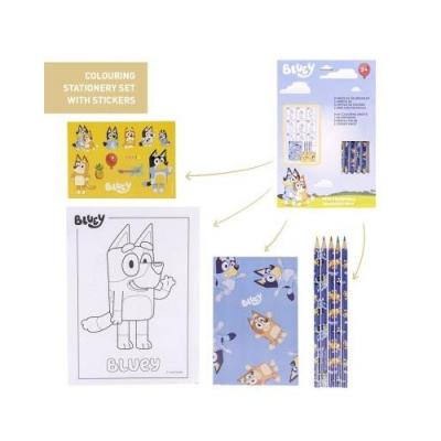 Conjunto de Papelaria colorir Bluey