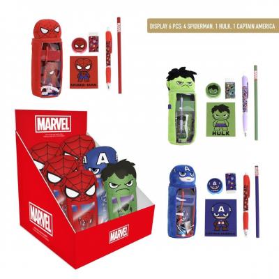 Estojo escolar com acessórios de peluche Vingadores
