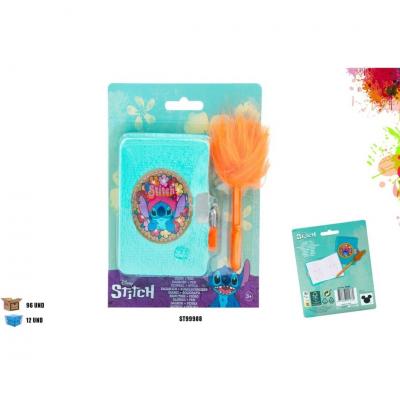 Diário Mini Stitch com caneta POMPOM com cadeado