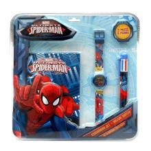 Conjunto Spider-Man com relógio digital, caneta e bloco de notas