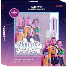 Diário K-Pop Demon Hunters Hunters Conjunto com cadeado 14.5 x 20.5X2.2