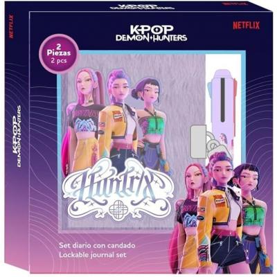 Diário K-Pop Demon Hunters Hunters Conjunto com cadeado 14.5 x 20.5X2.2