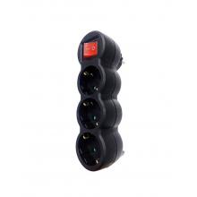 Ladron Schuko Preto 3 x 16A com Interru Vertical