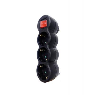 Ladron Schuko Preto 3 x 16A com Interru Vertical