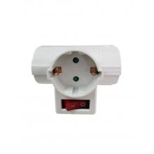 Adaptador com Interruptor Branco 2 x 16A 250V MAX.3680W