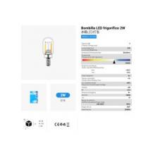 Lâmpada Frigorifico Led E14/2W 220LM 6500K Luz Fria — Pack de 12 unidades
