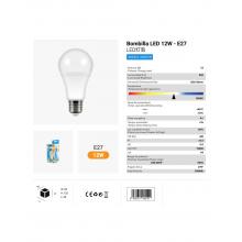 Lâmpada Bola Led A60 12W/E27 3000K Luz Quente CJ96 — Pack de 12 unidades