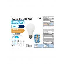 Lampada Led A60 8W/E27 3000K — Pack de 12 unidades