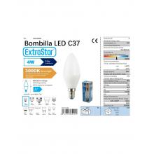 Lampada Vela Led C37 4W E14 3000K — Pack de 12 unidades