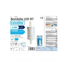 Lâmpada Led R7S Redondo 26 x 78 mm 4.5W 6400K Luz Di — Pack de 6 unidades