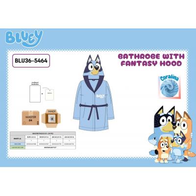 Bluey Bathrobe With Fantasy Hood 2-3.3-4.4-5.5-6A — Pack de 4 unidades
