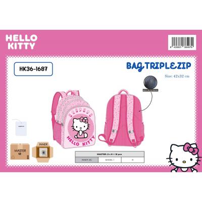 Adapt.carro Hello Kitty Bolsa Triplo Zip 42 x 32 cm