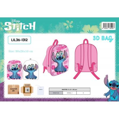 Stitch Pink 3D Bolsa Basic LIL36