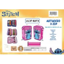 Stitch Pink Astuccio 3 Zip